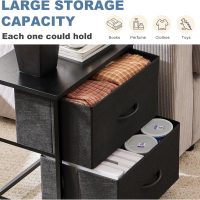 DUMOS Nightstand Small Dresser with 2 Fabric Drawers Side Tables Bedroom End Table Bedside Storage Furniture for 20 inch Tall Night Stand for Entryway, College Dorm, Classic Black - Image 4