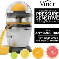 Vinci Hands Free Electric Citrus Juicer, 1-Button Juicer Machine, Orange Lime Grapefruit Lemon Squeezer, Easy to Clean Orange Juicer Squeezer, Black/Stainless Steel - Image 2