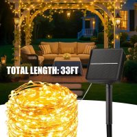Minetom Solar String Lights for Outside, 33Ft 100 LED Outdoor Solar Fairy Lights, 8 Modes Balcony Lights for Tree Patio Christmas Party Wedding Decor (Warm White) - Image 7