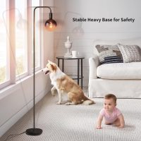 ONEWISH Floor Lamp for Living Room - Minimalist Industrial Standing Lamp with Modern LED Bulb, Globe Black Clear Glass 6", 1800K Warm Ambiant Lighting Decorative Tall Floor Lamp for Bedroom Office - Image 7