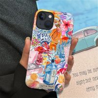 Compatible with iPhone 14 13 Case - Hybrid Heavy Duty 2 in 1 Full Body Rugged Shockproof Protection Glossy Case for iPhone 14 13 - Coastal and Fruity Summer Collage - Image 6