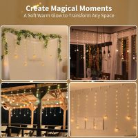 YOLIGHT Wishing Ball Curtain Lights 200 LED Window Curtain String Lights with Remote, USB Battery Powered Twinkle Globe Fairy Lights for Wedding Party Bedroom Christmas Decoration (Warm White) - Image 8