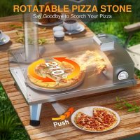 12” Portable Wood Fired Pizza Oven - Stainless Steel Pellet Pizza Stove with Rotating Stone for Outdoor Cooking, Backyard & Camping - Image 5