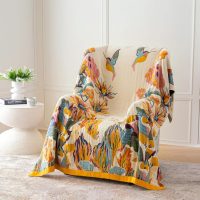 MSGKV Boho Throw Blanket 60''x80'',100% Cotton Blankets for Couch Bed,Cotton Quilt Travel Muslin Blankets Farmhouse Home Decor Soft Lightweight Picnic Blanket - Image 4