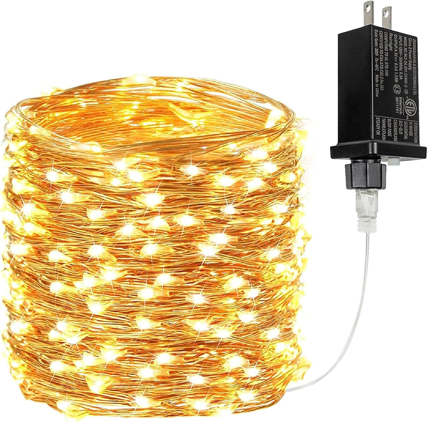 66Ft 200 LED Fairy Lights Plug in, Waterproof String Lights Outdoor & Indoor 8 Modes Christmas Light Bedroom Decor, Timer Twinkle Lights for Girl’s Room Garden Party Christmas Decorations (Warm White)