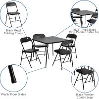 Flash Furniture Madison 5-Piece Folding Card Table and Chairs Set, Portable Event Table and Chairs Set, Black - Image 3