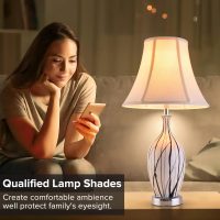 Creme White Bell Lamp Shades Set of 2 Medium Shade 6.7``Top x 13``Bottom x 10``High(Spider) Traditional Lampshade for Table & Bedside Lamp - Replacement Lampshades By JERHOUS - Image 7