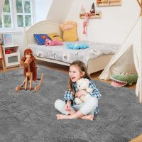 5X8 Ultra Soft Rug for Living Room, 5X8 Fluffy Shag Area Rug for Bedroom, Modern Shaggy Carpets Fuzzy Rug for Teens Dorm Nursery Home Decor Aesthetic, Upgrade Anti-Skid Durable, Grey - Image 3