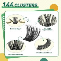 DIY Lash Extension Kit KEYYOU 144pcs Lash Clusters Eyelash Extension Kit with Mascara Brush Bond and Seal Lash Glue Remover Lash Applicators Lash Brush for DIY Lash Extensions (Y02 Kit) - Image 3