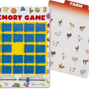 Melissa & Doug Flip to Win Travel Memory Game - Wooden Game Board, 7 Double-Sided Cards Road Trip Essentials for Kids, Hangman for Kids, Memory Toy for Toddlers and 5+
