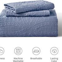 Love's cabin King Size Quilt Set Blue Bedspreads - Soft Bed Summer Lightweight Bedspread Comforter - Modern Style Coin Pattern Coverlet for All Season - 3 Pieces (1 Quilt, 2 Pillow Shams) - Image 7