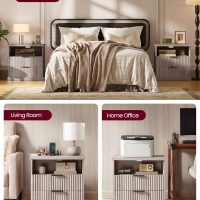 VASAGLE MAXE Collection - Set of 2 Nightstands with Charging Station, Bedside Table, Side End Table with 2 Drawers, Open Shelf, 2 AC Outlets, 2 USB Ports, Transitional, Bedroom, Washed Gray ULET926G01 - Image 7