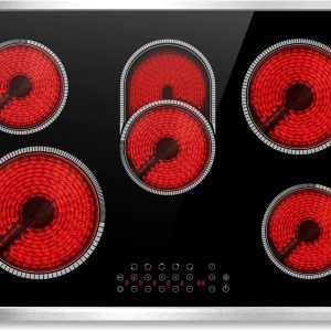 Electric Cooktop 36 Inch, 5 Burners Electric Stove Top Touch Control, 8400W Built-in Ceramic Stovetop 36" with Expandable Zone, Child Lock, Timer, Pause Control, 220-240v Hardwired (No Plug)