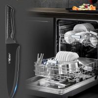 Knife Set, 15 Pcs Kitchen Knife Set with Block Self Sharpening, Dishwasher Safe, 6 Steak Knives, Anti-slip handle, Black - Image 4