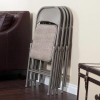 MECO 4-Pack Steel Frame Folding Dining & Event Chairs, Chicory Lace Motif Upholstery, Beige - Foldable Seating with Cushioned Seat and Padded Back for Kitchen, Parties or Game Tables - Image 6