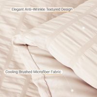 MUXHOMO 7 Pieces Queen Comforter Set, Seersucker Bed in a Bag Queen Size, All Season Luxury Bedding Set with Comforter, Flat Sheet, Fitted Sheet, Pillowcases & Shams, Beige - Image 6