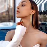 Gold Earrings for Women Stainless Steel Post Long Tassel Dangle Earrings Wedding Bridal Bridesmaid Party Earrings Chain Dangle Earrings Gold Drop Earrings - Image 4