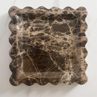 Vintage Natural Marble Tray Small Ornaments Scalloped Tray Handmade Storage Dish for Counter, Vanity, Dresser, Nightstand and Desk (Coffee Net) - Image 2