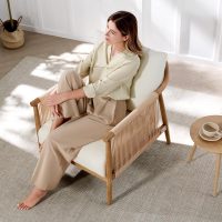CHITA Braid Armchair Set of 2, Modern Accent Chair for Living Room, Cream - Image 2