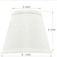 Small Lamp Shade Set of 6 Chandelier Shades 3" X 6" X 5" White Linen Lampshade Clip-On Bulb - Image 2