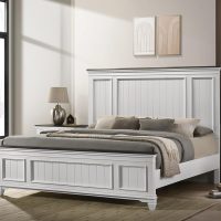 Roundhill Furniture Clelane Wood Bedroom Set with Shiplap Panel King Bed, Dresser, Mirror, Two Nightstands, and Chest in Weathered White and Dark Gray - Image 5