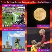 Phone Camera Lens Kit 10 in 1 for iPhone Samsung Pixel Android, 22X Telephoto Lens, 0.62X Super Wide Angle Lens&25X Macro Lens, 235° Fisheye,Kaleidoscopes, Starlight，Tripod，for Most Smartphone Black - Image 5