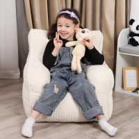 Kids Bean Bag Chair with a Plush Bear, Comfy Toddler Chair for Boys and Girls, Beige - Image 5