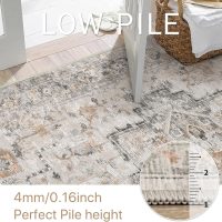 GENIMO 5X7 Area Rugs for Living Room, Machine Washable Non Slip Vintage Rugs, Low Pile Lightweight Chenille Print Rug for Bedroom, Dining Room, Home Office, Light Taupe Brown - Image 6