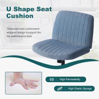 OLIXIS Criss Cross Chairs Legged Armless No Wheels Wide Seat Height Adjustable Swivel Rolling Padded Fabric Home Office Desk Seating for Bedroom, Student, Study Room - Image 5