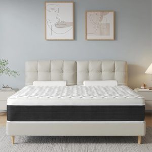 Full Mattresses,Memory Foam Hybrid 10 Inch Full Size Mattress in a Box,Individual Pocket Springs,Full Size Hybrid Mattress,Breathable,Black&White,Pressure Relief.