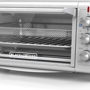 BLACK+DECKER Crisp 'N Bake Air Fry Countertop Convection Toaster Oven, XL Capacity, 8-Slice, 5-in-1, Fits 9” x 13” pan,12” Pizza, 60-Min Timer, Bake, Broil, Air Fry, Toast, Keep Warm, Stainless Steel