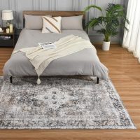 YOH Boho Washable Rug 5x7, Charcoal Gray Vintage Non Slip Area Rug, Distressed Indoor Carpet for Living Room Bedroom Kitchen Office - Image 2