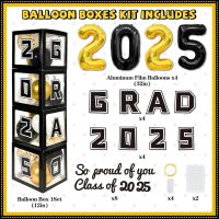 Black and Gold Graduation Grad Boxes, Grad Boxes with Letters 2025, Graduation balloons Decorations Class of 2025, Congrats Grad Party Decorations for Any Grades - Image 3