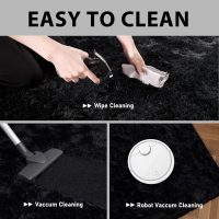 Black Rugs for Living Room Fluffy 4x6 ft Bedroom Rug Non-Slip Area Rugs Shag Carpet for Nursery Kids PlayRoom Dorm Office Indoor Modern Plush Carpets Boys - Image 7