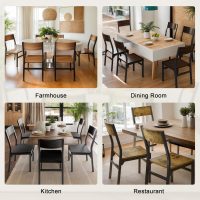 Feonase Dining Chairs Set of 6, Modern Kitchen Chairs with Ergonomic Backrest, MDF Board and Metal Legs, Dinner Chairs for Dining Room, Kitchen and Living Room, Walnut - Image 7