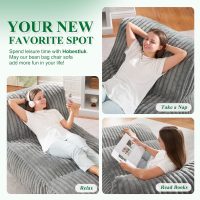 Hobestluk Big Bean Bag Lounger Chairs Large Beanbag Chair for Adults Bean Bag Sofa with Memory Foam Filled for Living Room, Bedroom or Balcony (Stripe Grey) - Image 6