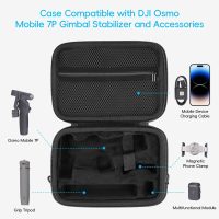 co2CREA Osmo Mobile 7P/7 Gimbal Stabilizer Hard Case - Waterproof Travel Storage Box with Custom Foam Insert & Mesh Pocket for DJI OM Mobile 7P Smartphone Gimbal, Accessories, Cables (Black Case) - Image 2