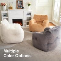Hobestluk Bean Bag Chair for Adult Small Bean Bag Chairs with Arms Furry Beanbag Chair with Foam Filler Stuffed Bean Bag Sofa for Reading in Bedroom Living Room and Dorms(Grey) - Image 5