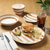 Gibson Home Kenwood Shores 16 Piece Dinnerware Set, Brown Striped, Stoneware, Hand-Painted Plates and Bowls, Service for 4, Microwave & Dishwasher Safe - Image 5