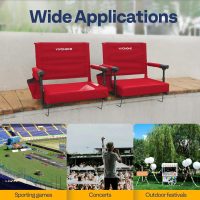 VIVOHOME Stadium Seats with Back Support and Cushion, 2 Pack Portable Bleacher Chairs with Cup Holder and Shoulder Strap - Image 7