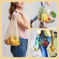 Mesh Grocery Bags Cotton Leisure Shopping Bags String Bags Net Foldable Reusable Tote - Image 2