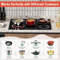 30 Inch Electric Cooktop, 5 Burner Electric Stove Top Touch Control, 8400W Built-in Ceramic Stovetop Burner 30" with Expandable Zone, Child Lock, Timer, Overheat Alert, 220-240v Hardwired - Image 6