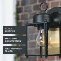 DESIGNERS FOUNTAIN Preston Outdoor Light Fixture, 8 Inch Exterior Wall Lantern Sconce for Front Door, Patio and Porch, Black, 1161-BK - Image 3