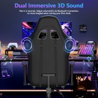 Mr IRONSTONE Gaming Chair, Video Game Chair with Bluetooth Speakers and Led Lights, Office Chair with Massage and 3D Armrest High Back Computer Racing Chair, Cheap Gaming Chairs for Adults,Black/White - Image 4