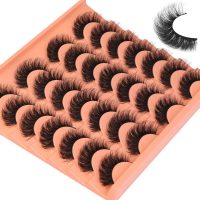 Short Lashes Natural Look False Eyelashes Thick Volume Faux Mink Lashes Pack Wispy Strip Fake Eyelashes Cat Eye Lashes that Look Like Extensions 14 Pairs - Image 4