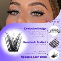 Pawotence Lash Clusters Wispy Cluster Eyelash Extensions 10-18mm Individual Lashes DIY Cluster Lashes Extension Soft Comfortable Eyelash Clusters with Thin Band - Image 4