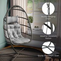 Econohome Hanging Egg Chair with Stand - Indoor/Outdoor Swing Hammock Chair with Plush, Washable Cushions, 350LBS Capacity, Ideal for Relaxation in Bedrooms, Balconies, Gardens, and Patios - Image 4
