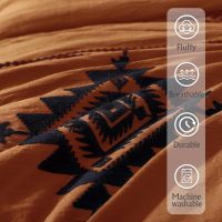 MAIREVE Burnt Orange Embroidery Comforters Set Queen Size - 7 Pieces, Farmhouse Western Bedding All Season, Bed in A Bag Queen Boho Comforter Set with Sheets, Pillowcases & Shams - Image 6