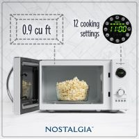Nostalgia NRMO9WH Microwave Oven, 0.9 Cu. Ft. 800-Watts with LED Digital Display, Child Lock, Easy Clean Interior, White - Image 2