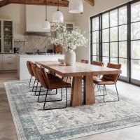 Area Rugs 5x7, Washable Rugs for Living Room, Vintage Boho Light Blue Rug for Office, Dining Room, Kids Room and Farmhouse, Durable Low Pile Non-Slip Area Rug for High Traffic Areas - Image 5